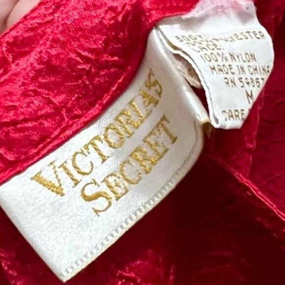 Victoria's Secret Vintage Gold Label Red Satin Lace Trim Slip Dress Size Medium - Picture 7 of 7